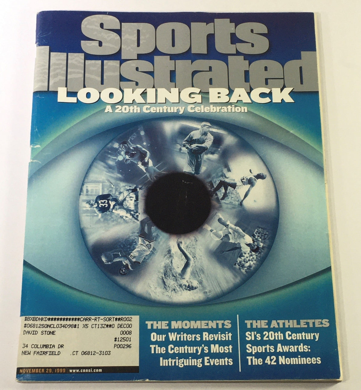 Cover of Sports Illustrated Magazine dated November 29 1999, featuring the title 'Looking Back: A 20th Century Celebration', showcasing athletes and iconic moments in sports history.