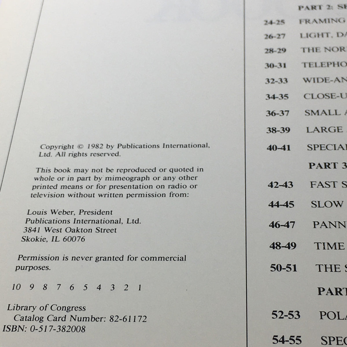 Inside page of the 1982 The Camera Step-by-Step Handbook How To Take Better Pictures, displaying copyright information and publication details.