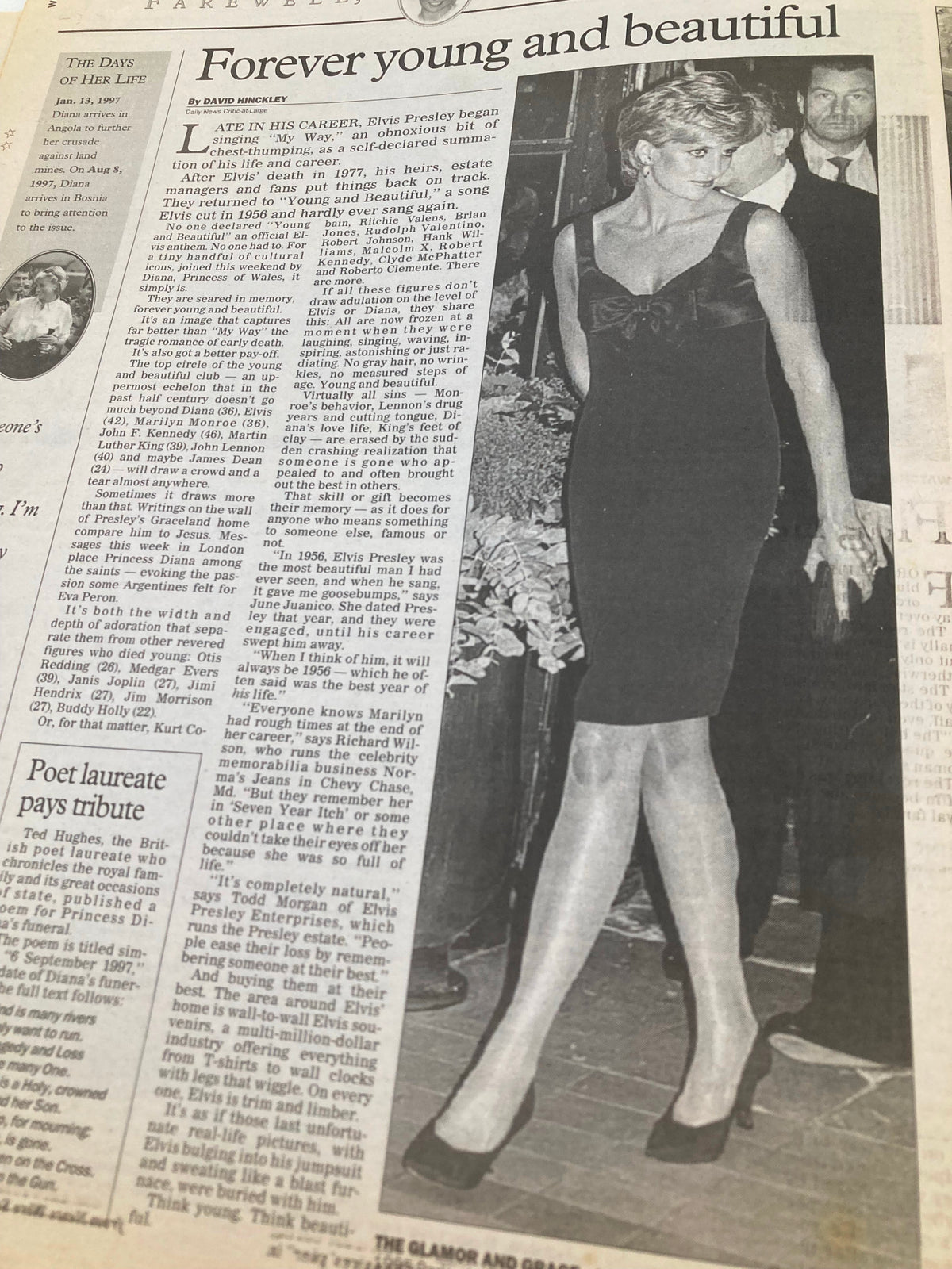 VTG Daily News Newspaper September 7 1997 Farewell Princess Diana inner page commemorating Diana's life with a retrospective look at her legacy and influence, featuring an elegant image.