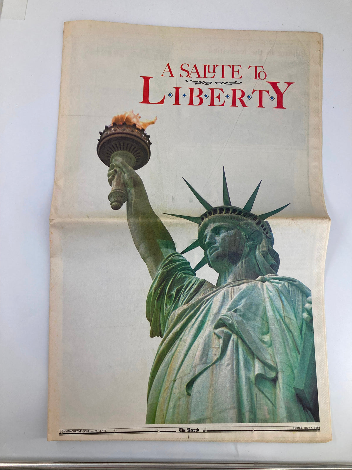 Vintage The Record Newspaper July 4 1986 A Salute To The Lady of Liberty