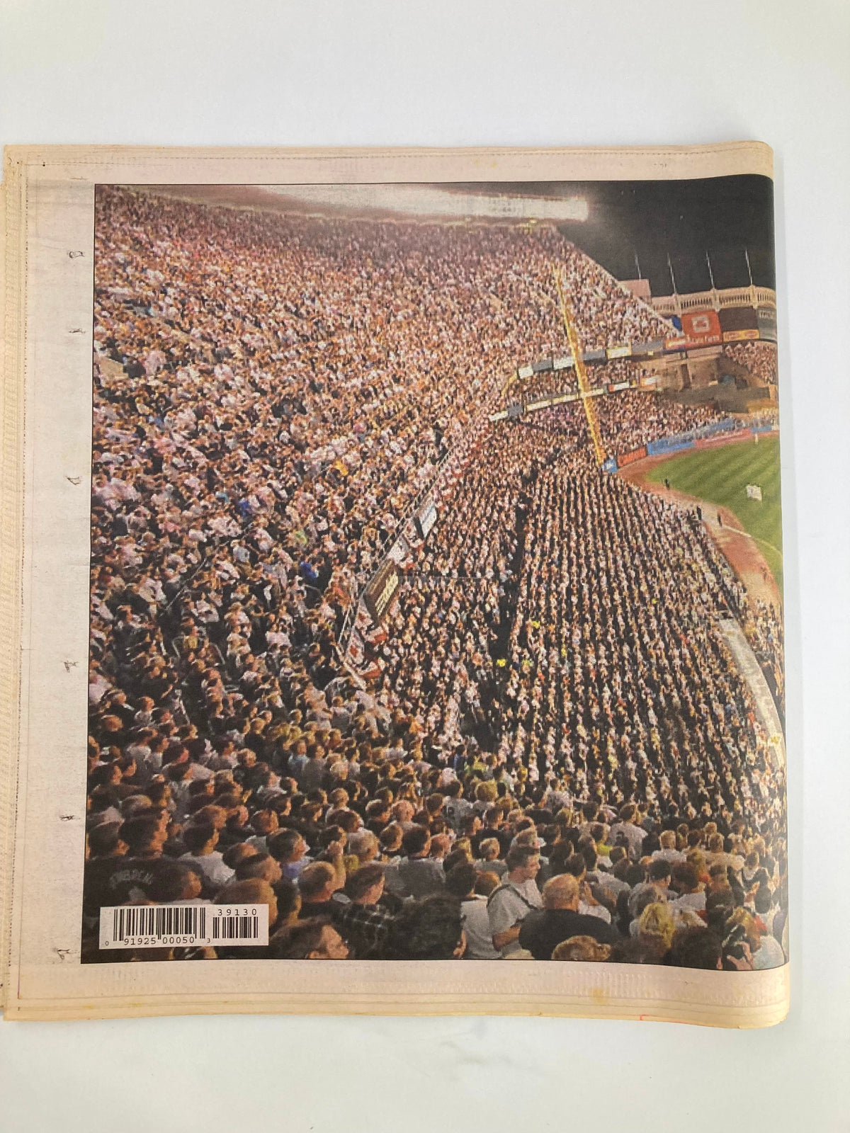 New York Post Newspaper September 22 2008 showcasing a dense crowd at Yankee Stadium, illustrating the remarkable turnout for the last night at the Stadium.