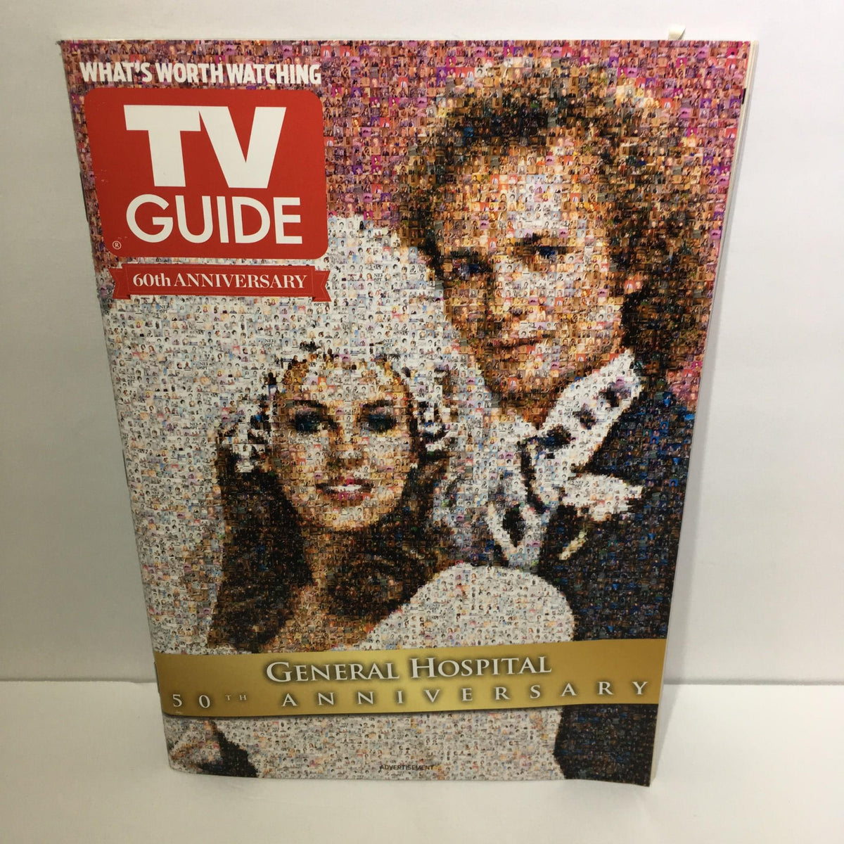 Front cover of TV Guide marking its 60th anniversary with a mosaic design featuring General Hospital and its 50th anniversary highlights. The cover promotes what's worth watching.