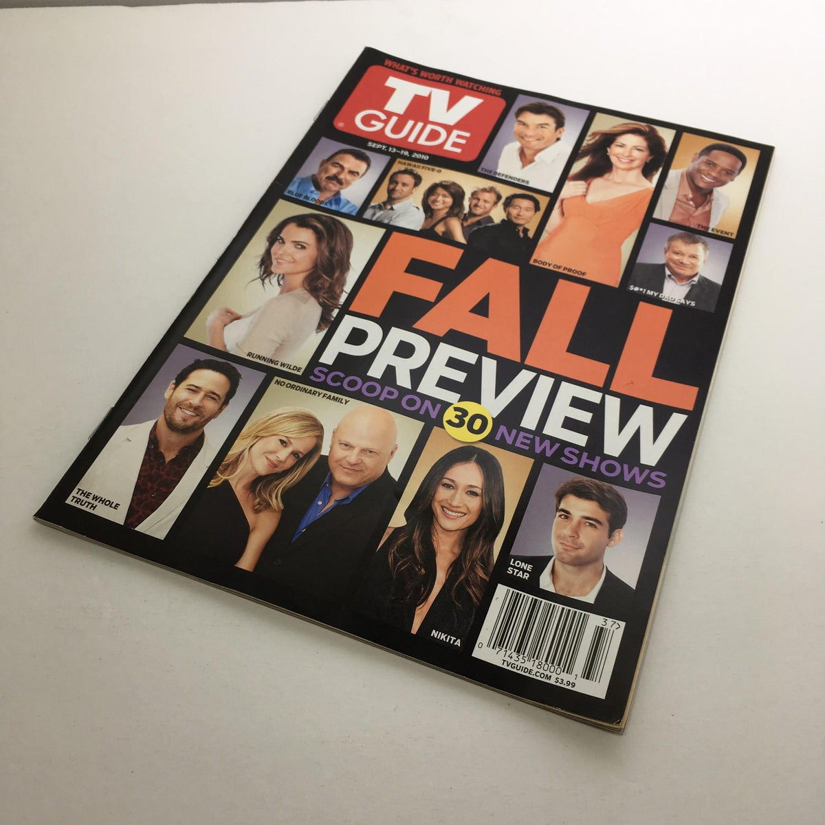 TV Guide magazine featuring the Fall Preview of 30 new shows, showcasing an eye-catching design with images of popular stars and the title 'FALL PREVIEW'. TV Guide Sept 13-19 2010 Fall Preview.