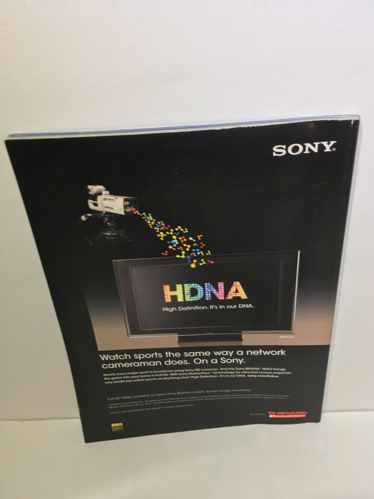 Back cover of Mets Official Magazine Volume 47 Issue 1 2008 featuring a Sony advertisement for HDNA technology.