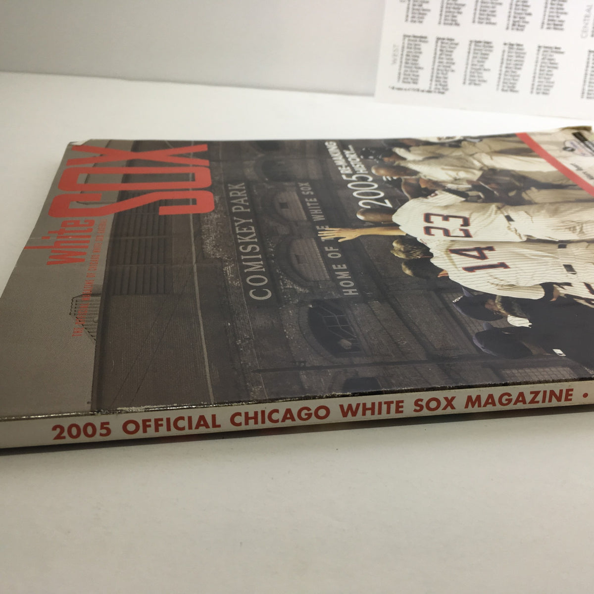 Side view of the 2005 Chicago White Sox edition 14 volume 4 Magazine, showcasing Comiskey Park, home of the White Sox.