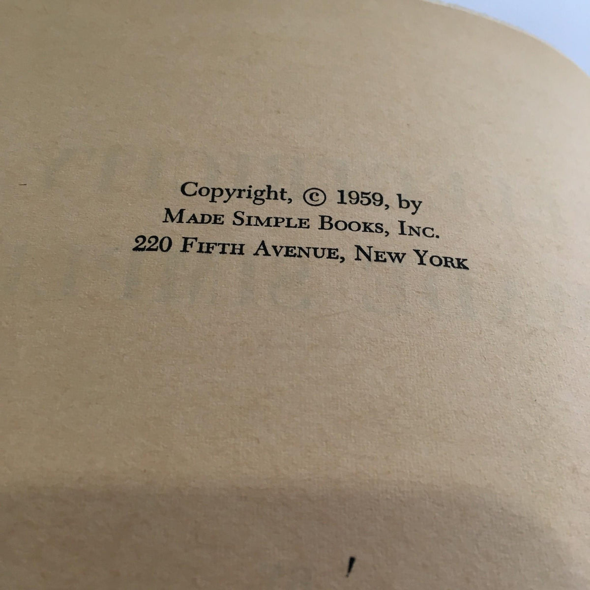 Copyright page of the 1959 Electricity Made Simple Magazine by Henry Jacobowitz, indicating the publishing details from 1959 by Made Simple Books, Inc.