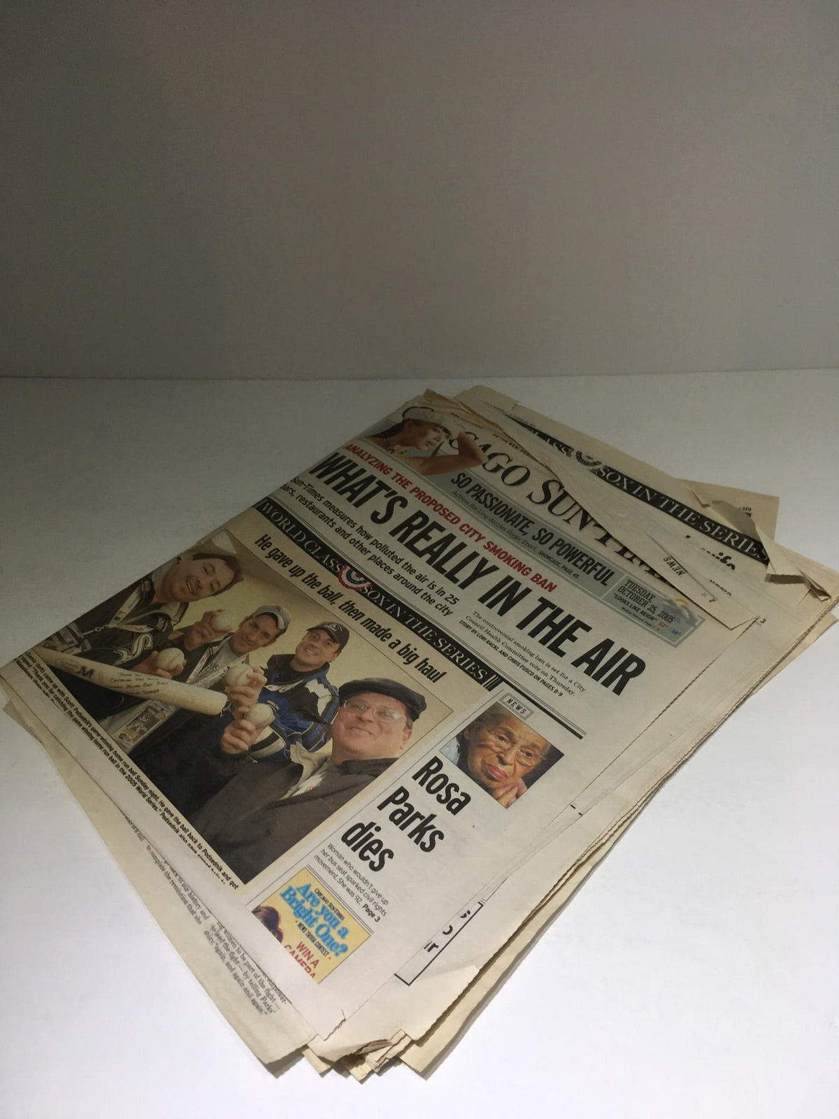 Chicago Sun-Times: Oct 25 2005 edition with 'What’s Really in the Air' headline, capturing a moment in history and vintage newspaper features.