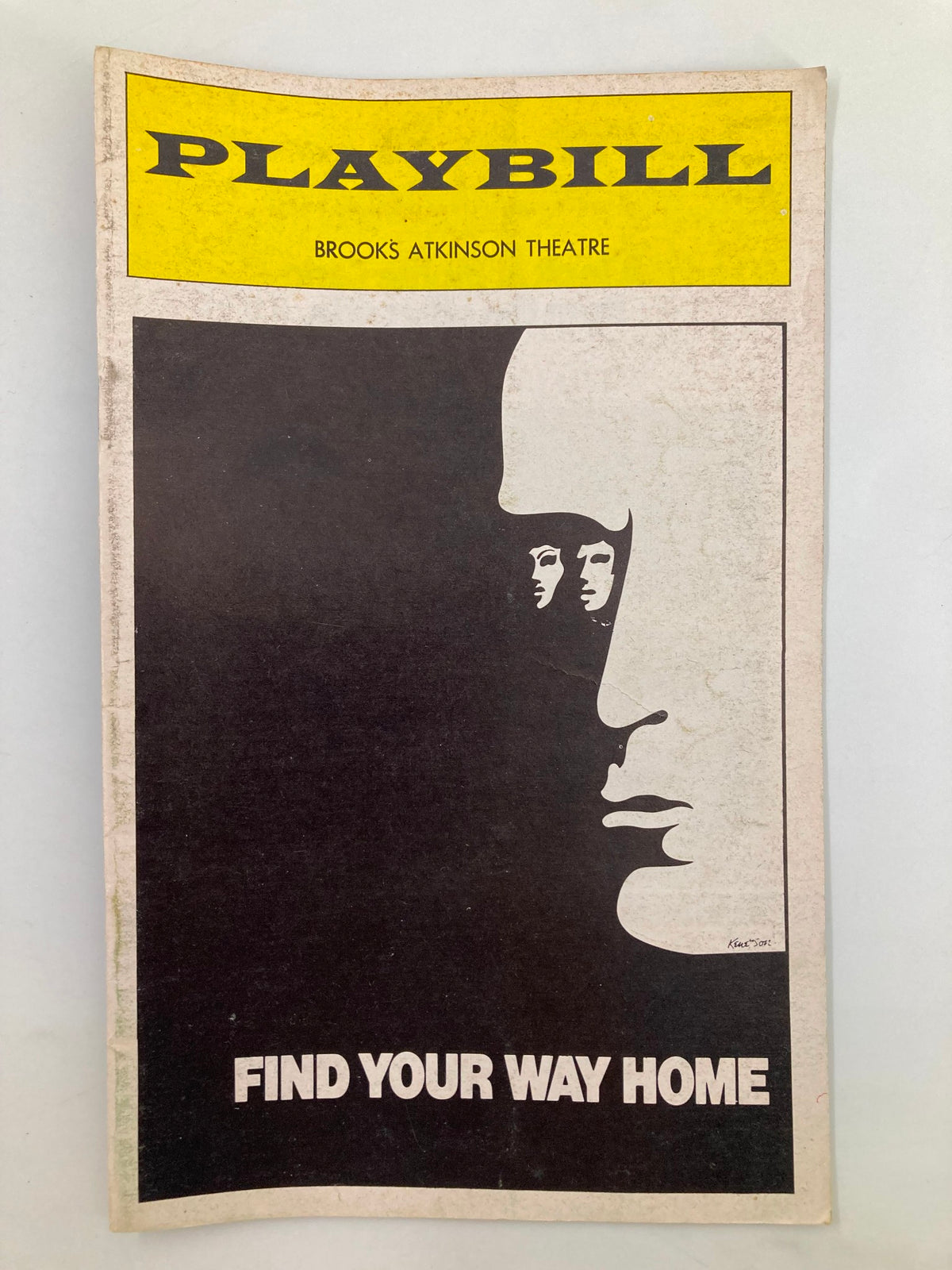 1974 Playbill from Brooks Atkinson Theatre for the production 'Find Your Way Home', featuring a bold graphic cover design and highlighting the theatrical history of the 1970s.