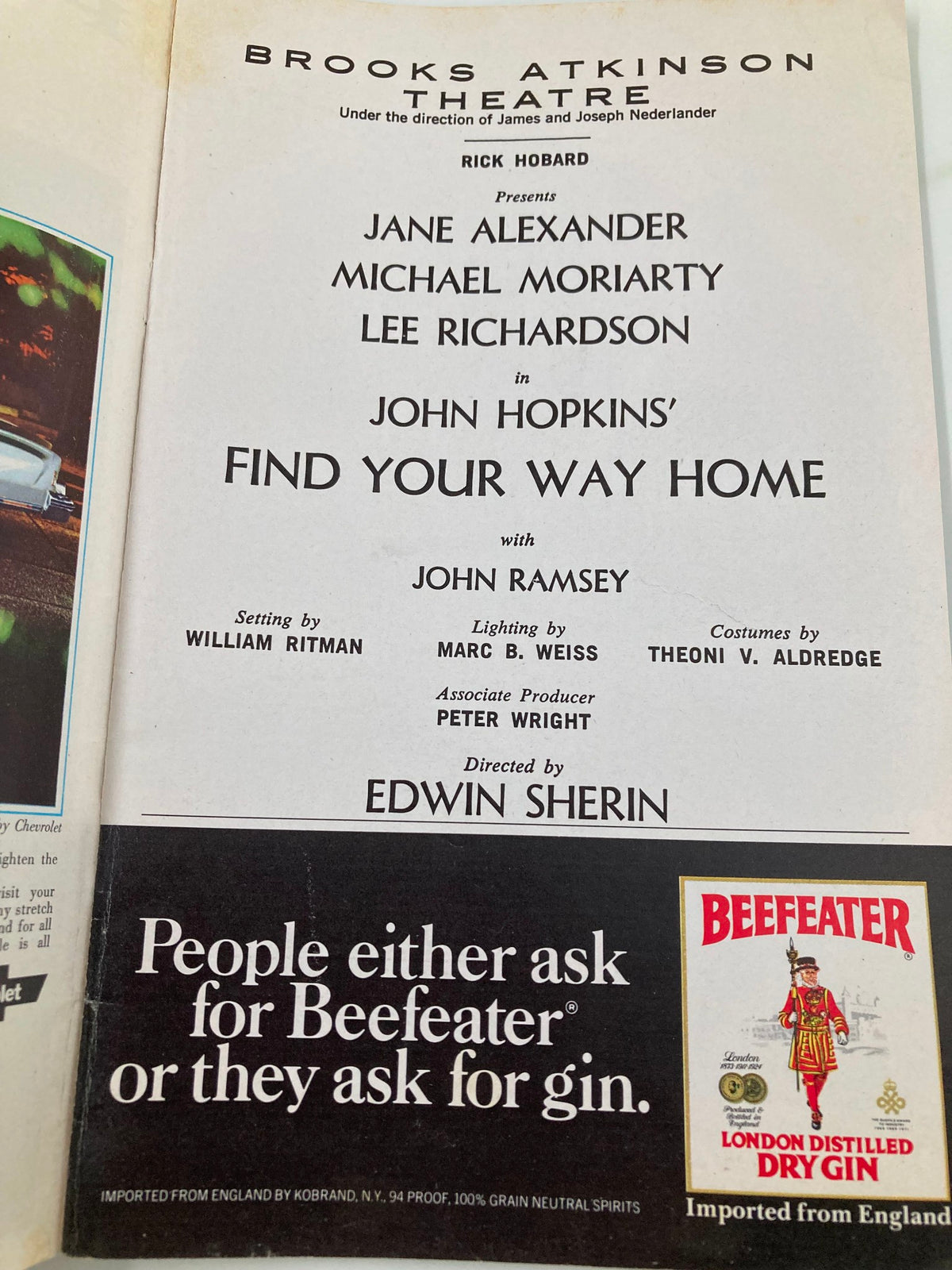 Cover page of the 1974 Playbill from the Brooks Atkinson Theatre showcasing 'Find Your Way Home' starring Jane Alexander and other cast members.