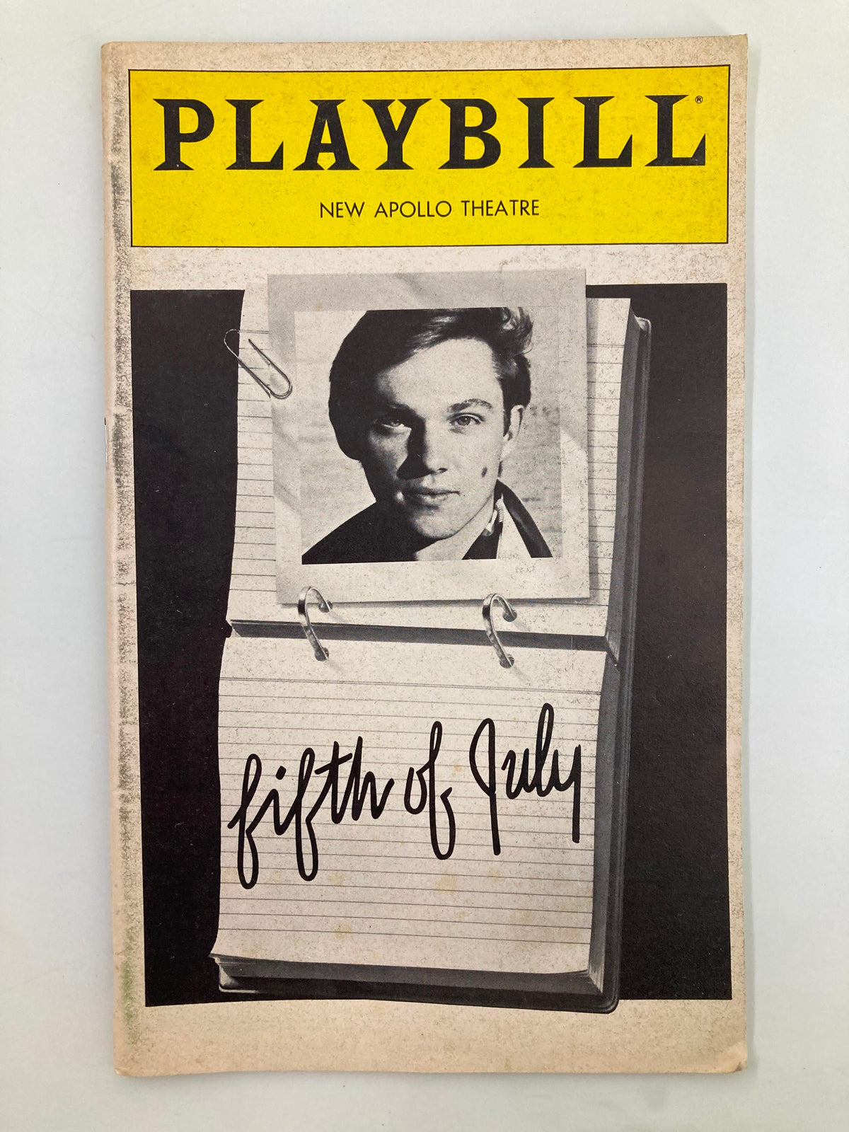 Front cover of 1981 Playbill for 'Fifth of July' at New Apollo Theatre featuring a portrait of actor Richard Thomas.