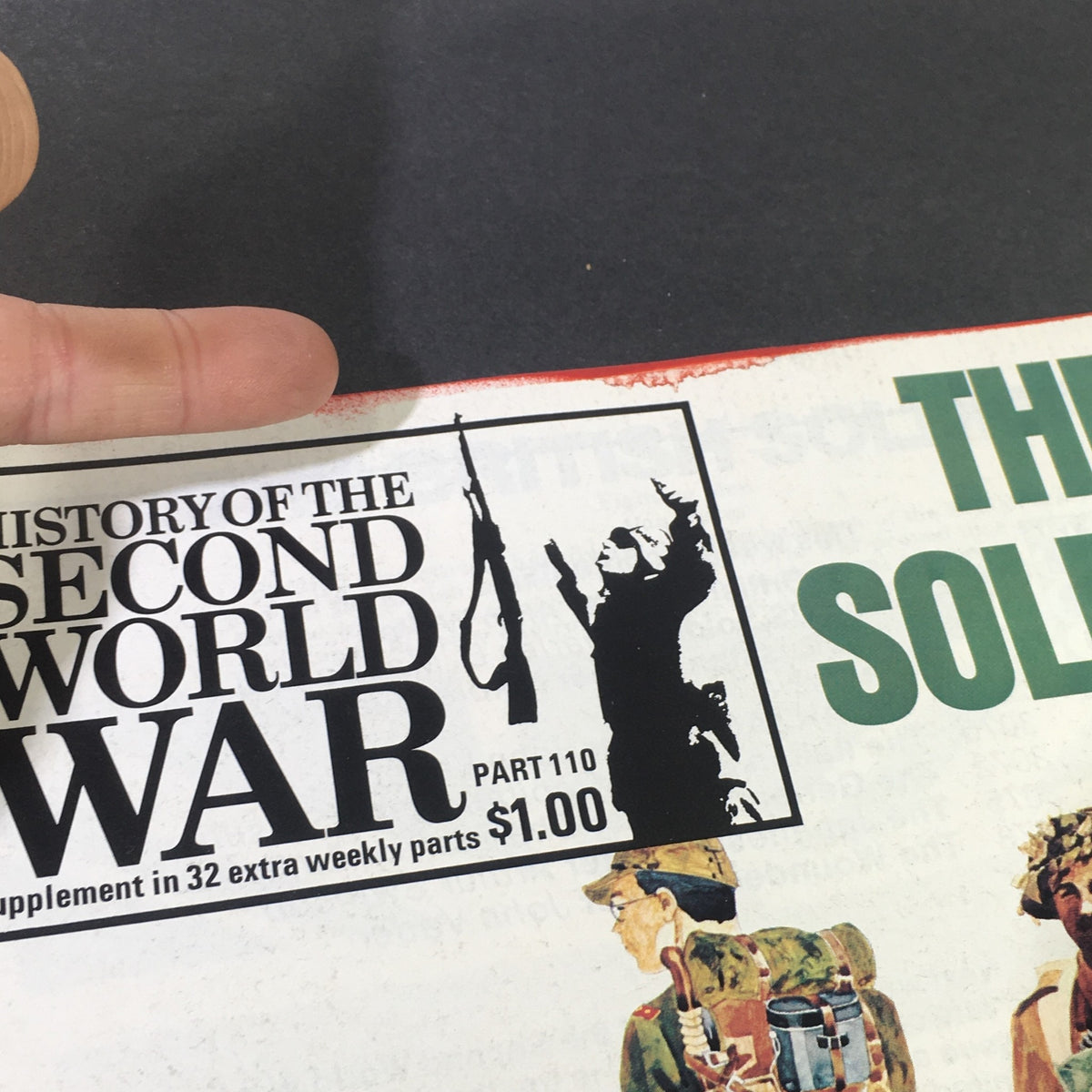 Close-up of the cover of VTG History of the Second World War Part 110, highlighting the title and artwork, which includes military imagery and the price of $1.00.