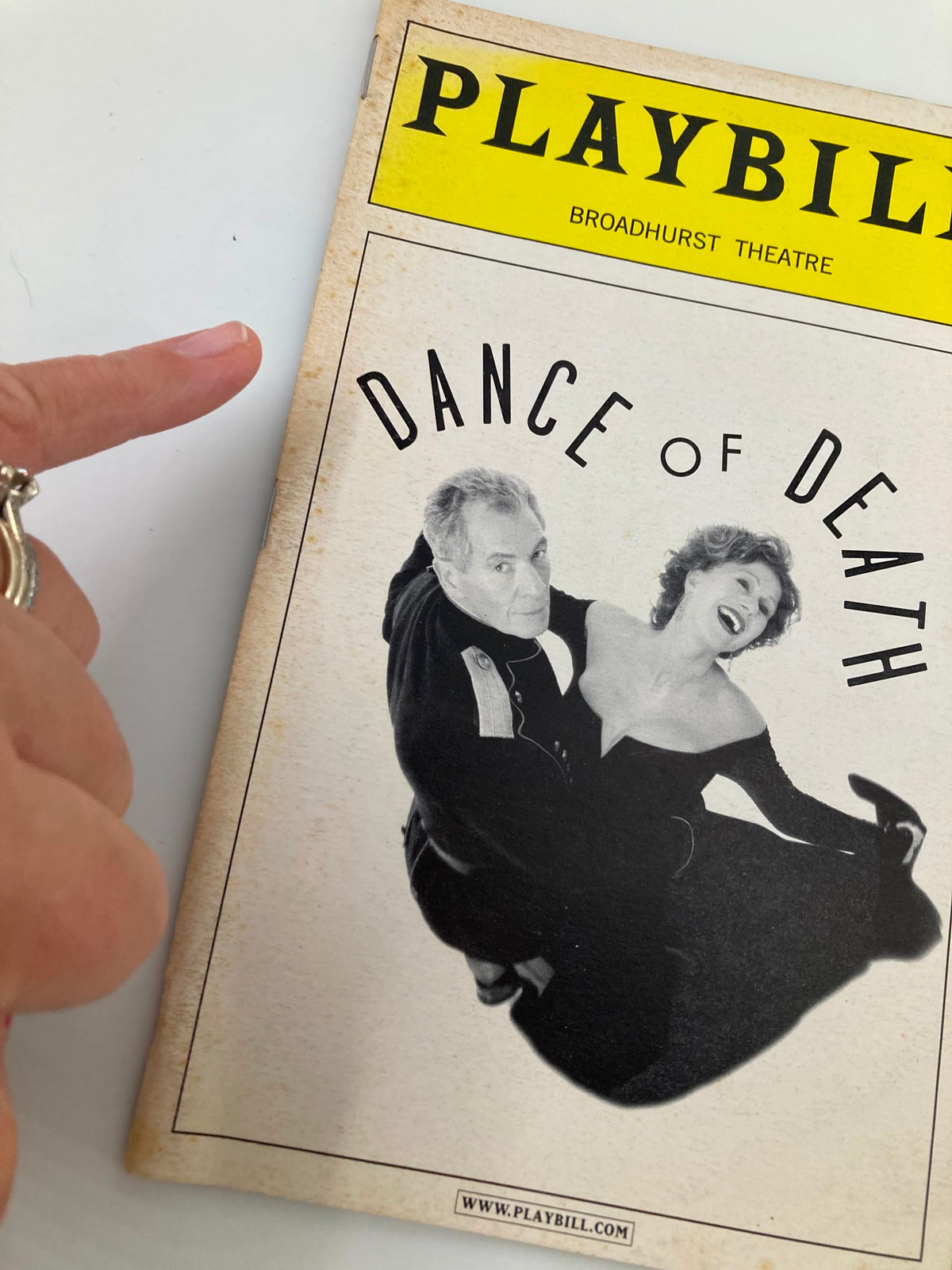 Close-up of 2001 Playbill for Dance of Death at Broadhurst Theatre, highlighting Ian McKellen and Helen Mirren.