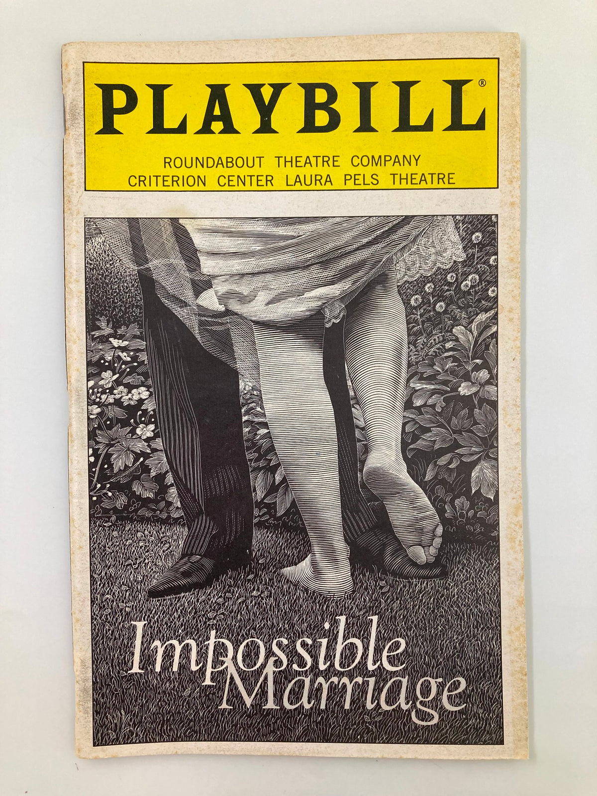 1998 Playbill for Impossible Marriage at Criterion Center, Laura Pels Theatre featuring artistic cover design.