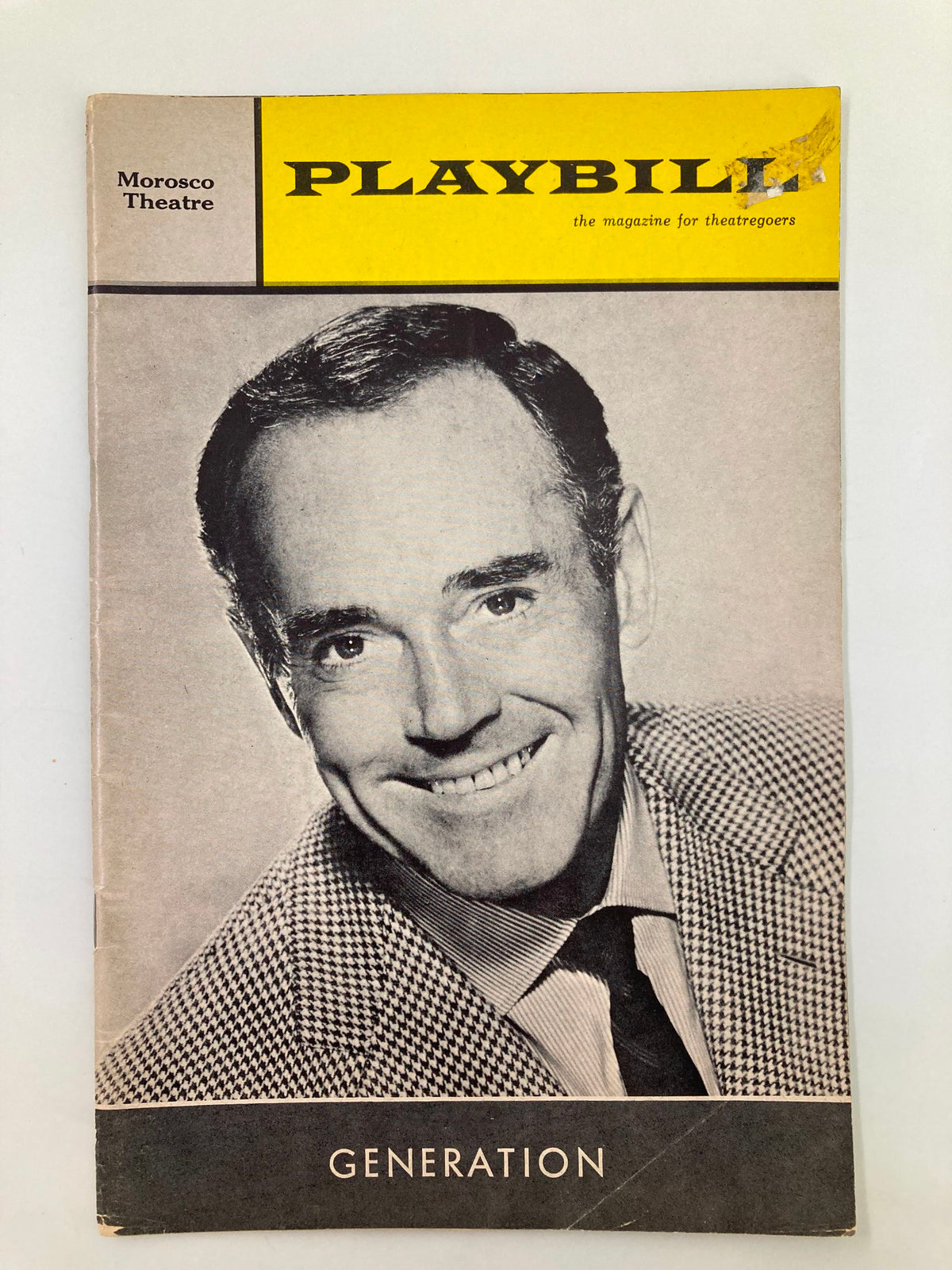 1966 Playbill for 'A New Comedy Generation' featuring Henry Fonda at the Morosco Theatre, showcasing a black and white photo of Henry Fonda smiling on the cover.