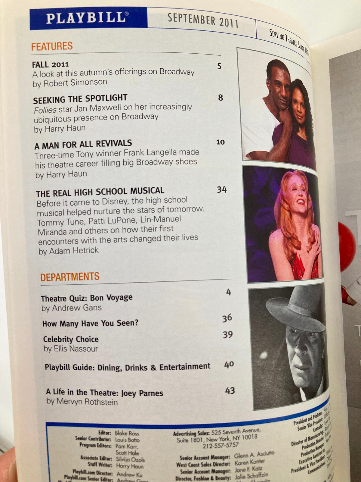 2011 Playbill from Brooks Atkinson Theatre featuring Caroline Aaron in Relatively Speaking, showcasing highlights and features of the production including cast members and creative team.