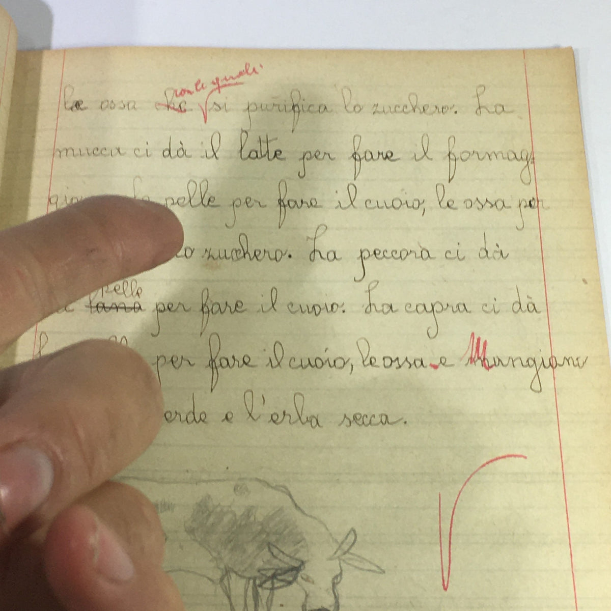 Another interior page of the vintage magazine Opera Nazionale Balilla, showcasing written notes and a drawing, relevant to historical context from the time of S. M. Vittorio Emanuele III IL Re Vittorioso.