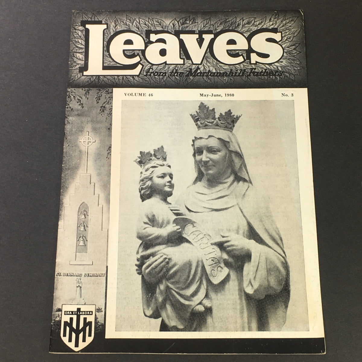 Front cover of Leaves from the Marianhill Fathers, Vol. 46 #3, May-June 1980, featuring an image of a statue of Mother Mary with the Child Jesus, highlighted by the magazine's title and publication details.