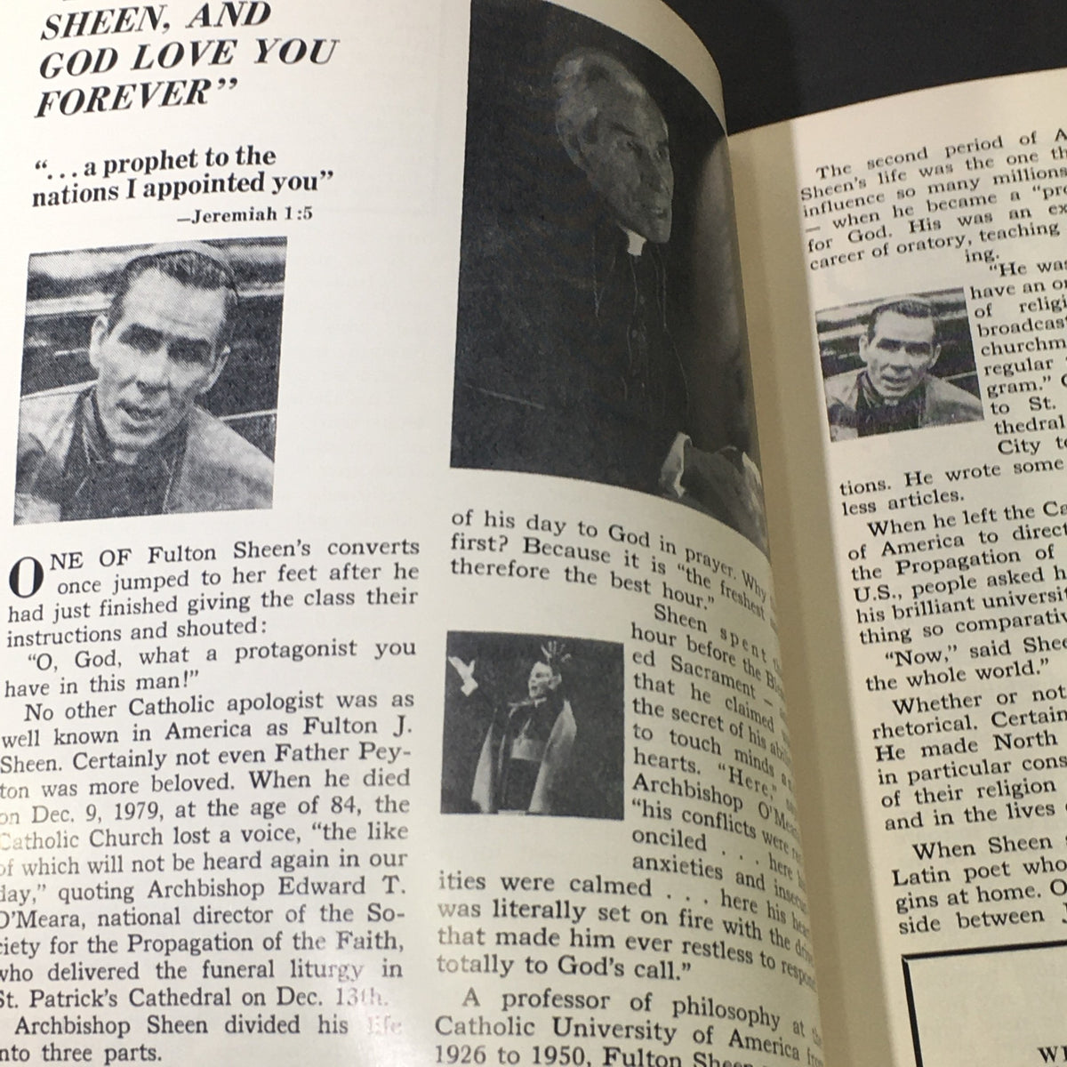 Article from Leaves from the Marianhill Fathers, Vol. 46 #3 May-June 1980 - St. Therese covering Fulton Sheen's influence in the Catholic Church with images.