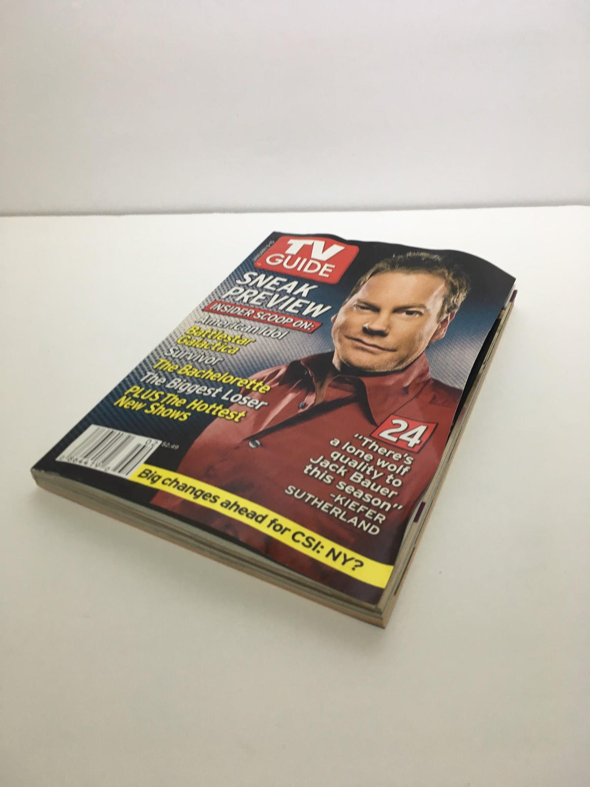 TV Guide January 9-15 Sneak Preview Kiefer Sutherland Cover, featuring promotional content and images related to upcoming television shows.