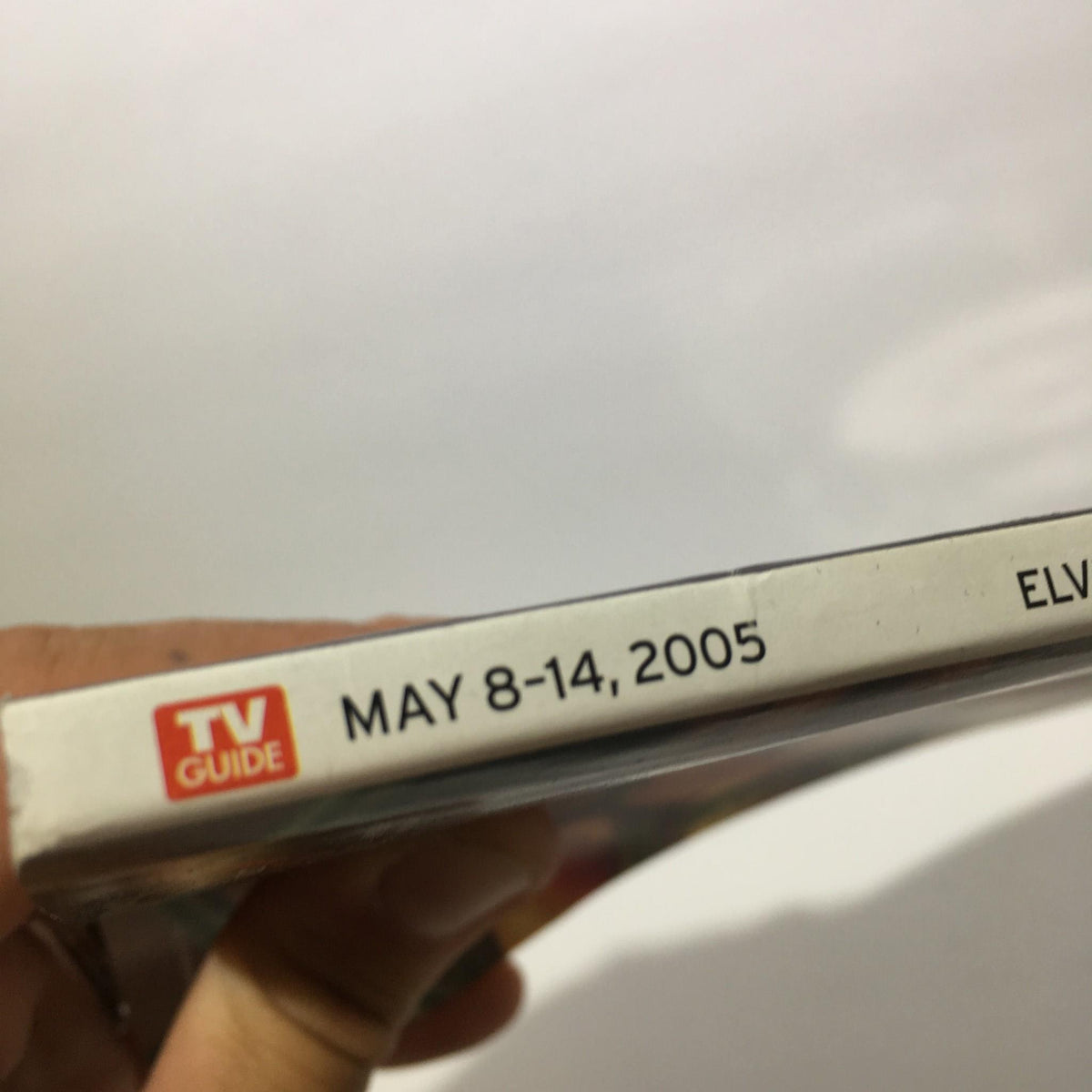 Side view of TV Guide May 8-14 2005 showing the date and title featuring Elvis Presley.