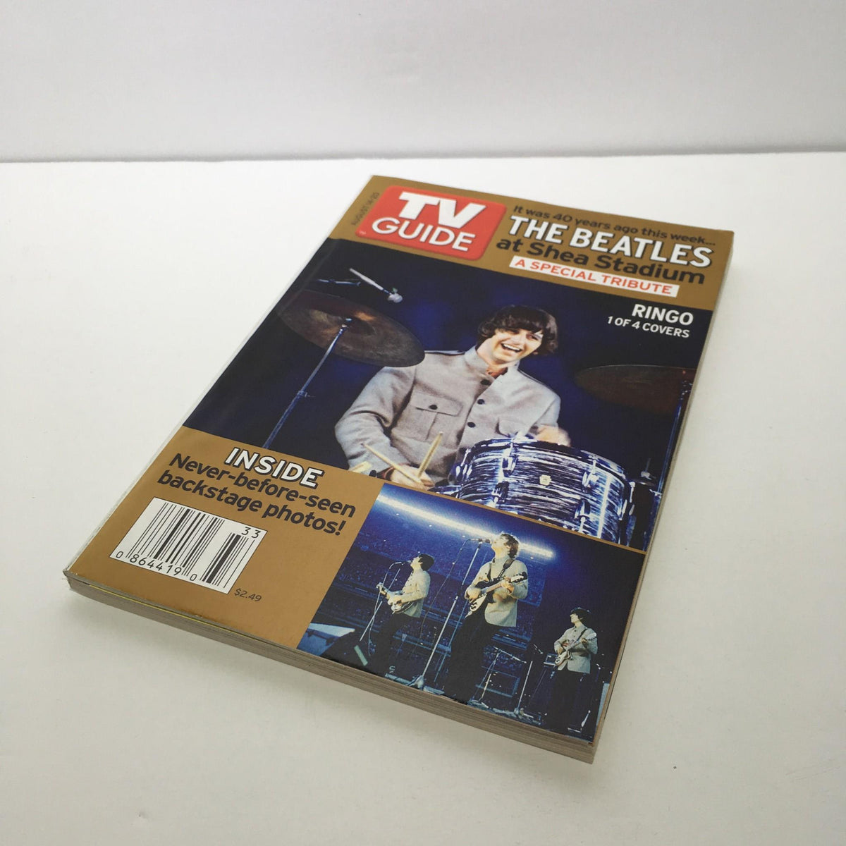Cover of the TV Guide Aug 14-20 2005 showcasing The Beatles Ringo Starr, featuring exclusive backstage photos from Shea Stadium.