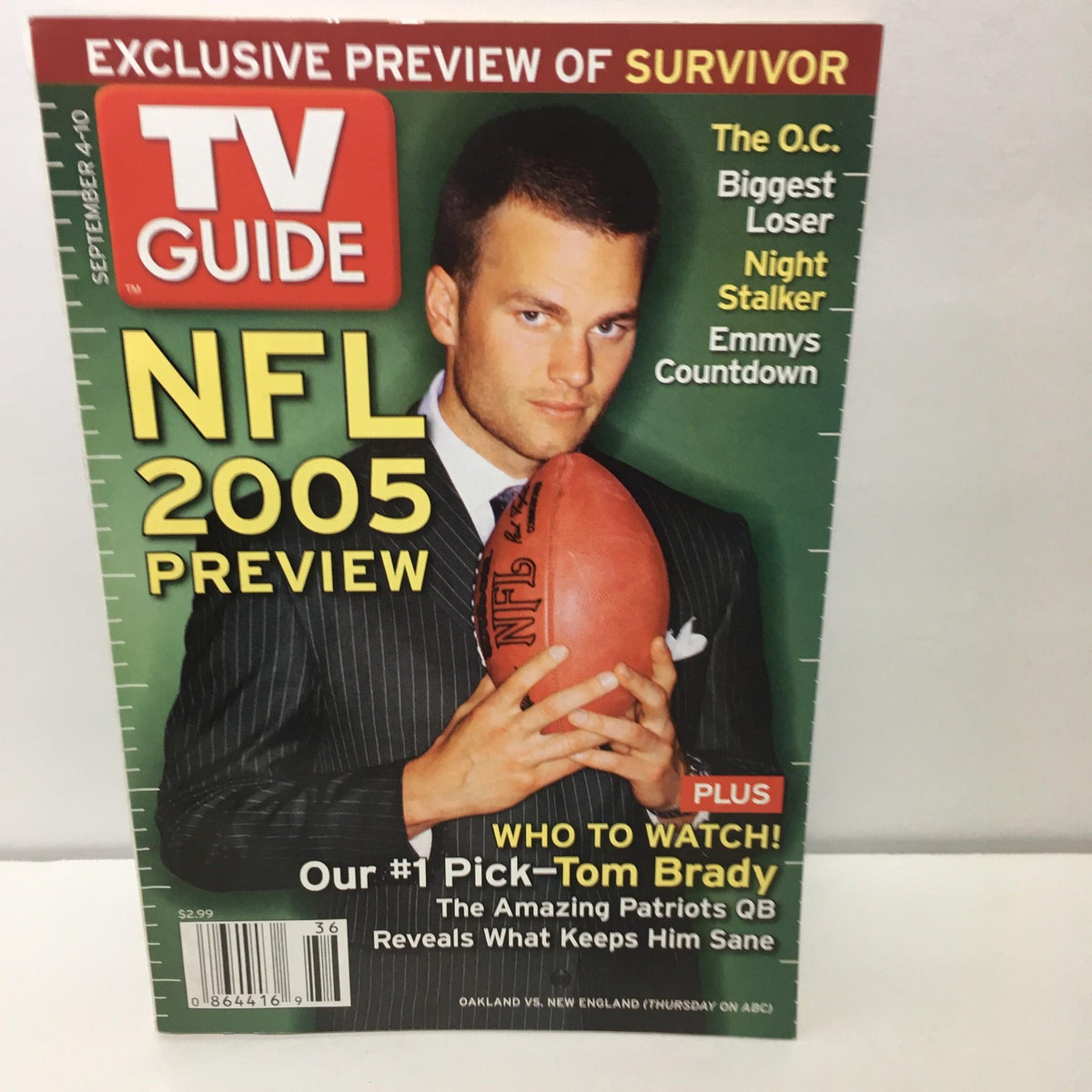 Cover of TV Guide from September 4-10, 2005 featuring Tom Brady, Quarterback for the Patriots, promoting NFL 2005 Preview.