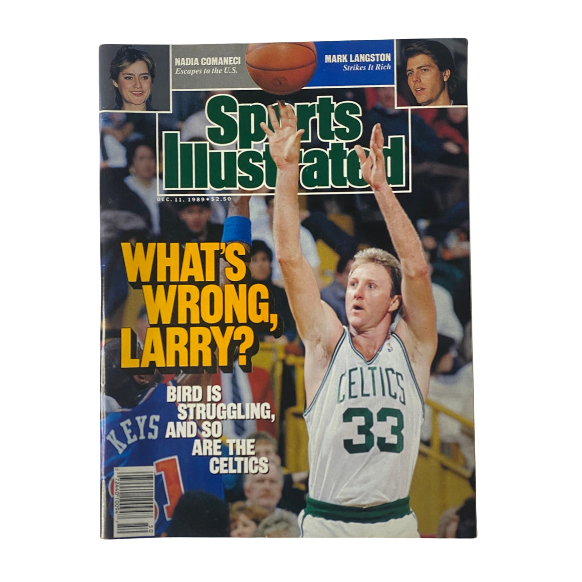 Cover of Sports Illustrated Magazine from December 11, 1989 featuring Larry Bird, with the headline 'What's Wrong, Larry?' highlighting the struggles of Bird and the Celtics.
