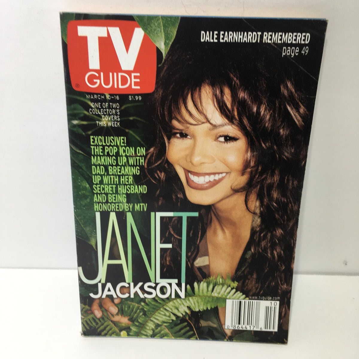 TV Guide cover from March 10-16, 2001 featuring Janet Jackson, showcasing her as a pop icon with a vibrant smile. The magazine highlights exclusive content about her personal life and achievements.