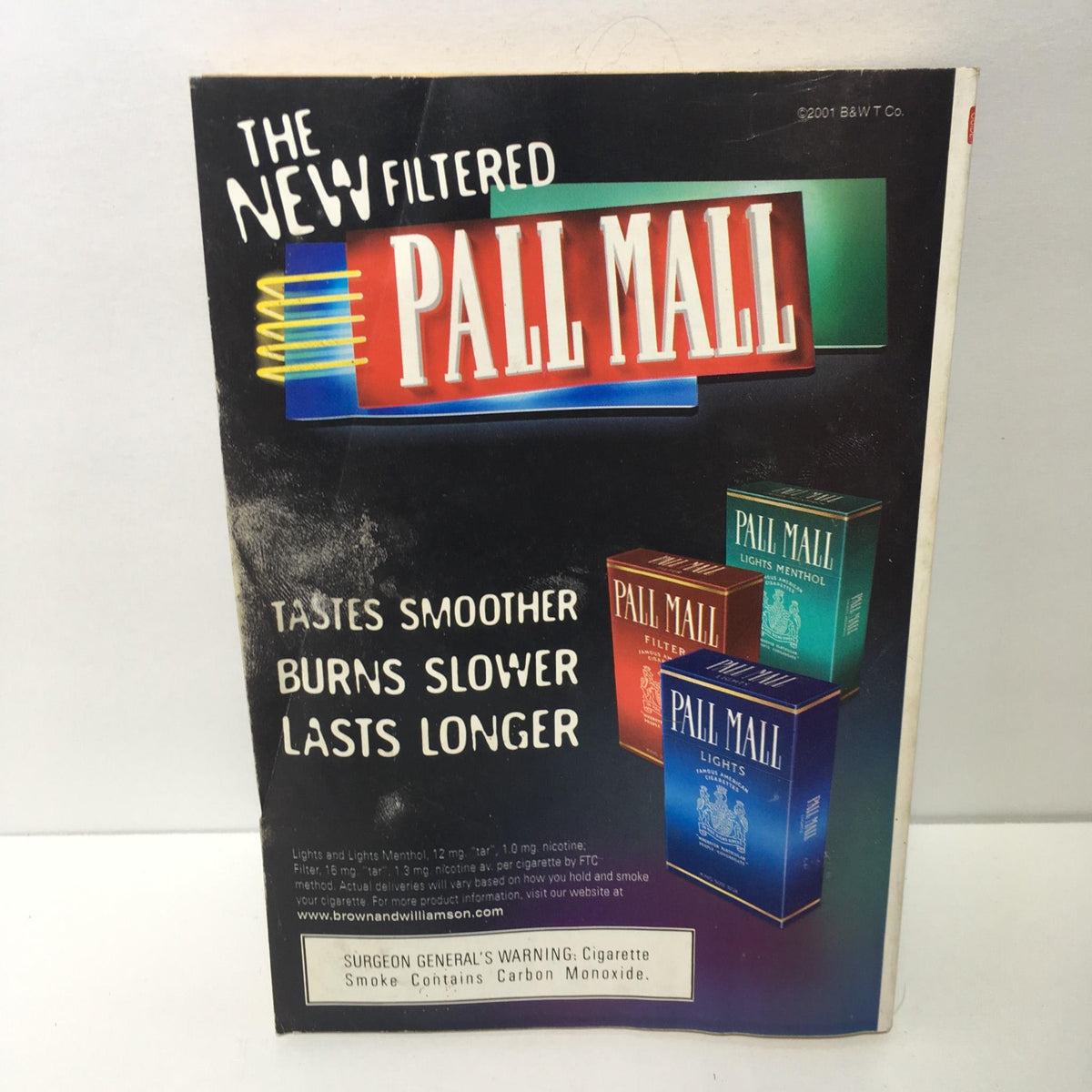 Back cover of the TV Guide March 10-16, 2001, featuring an advertisement for Pall Mall cigarettes, juxtaposed with the magazine cover featuring Janet Jackson.