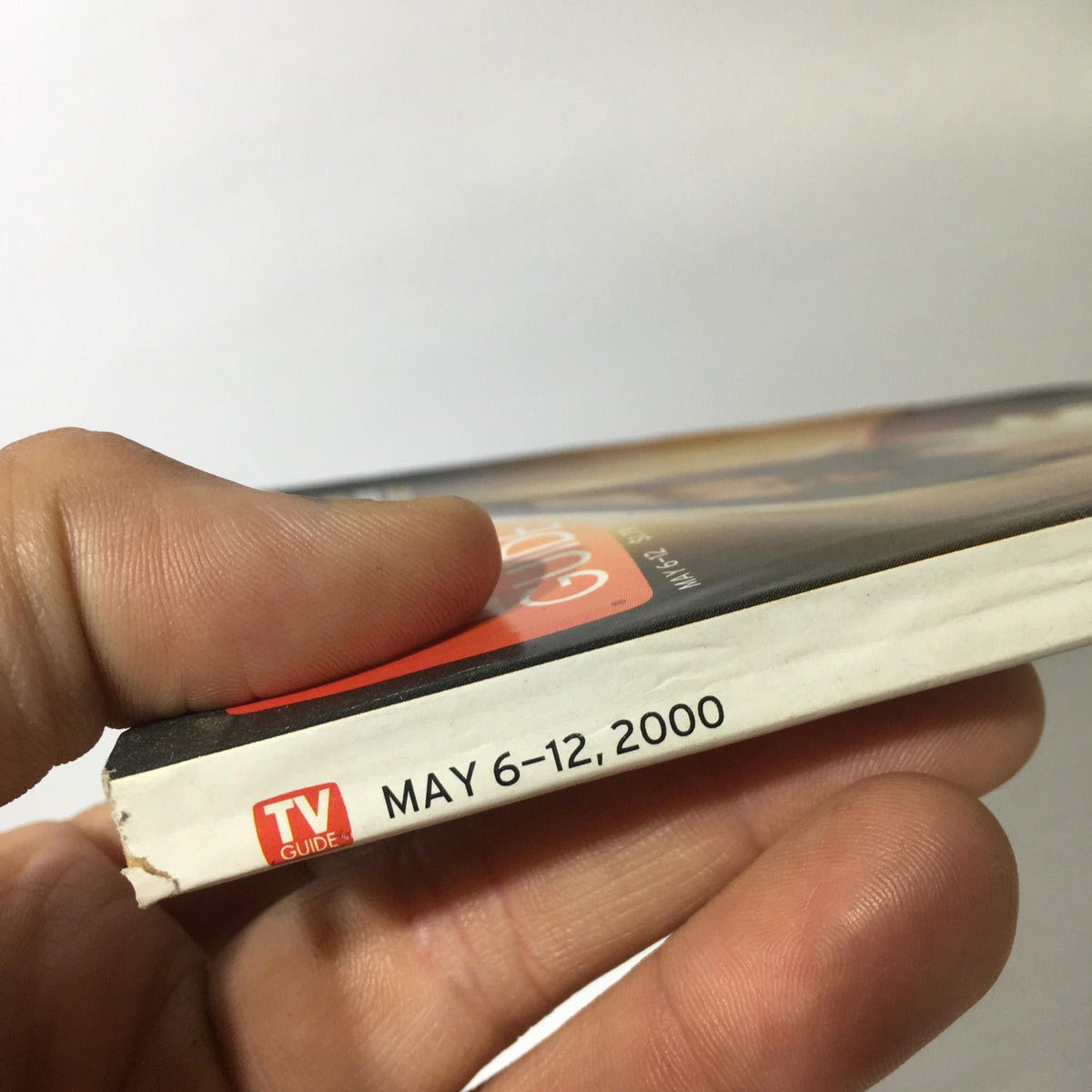 Side view of TV Guide May 6-12 2000 featuring text indicating the publication date for Jesus cover by Michael Logan.