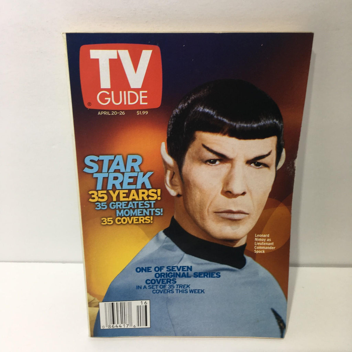 TV Guide April 20-26 2002 featuring Leonard Nimoy as Spock on the cover celebrating 35 years of Star Trek.