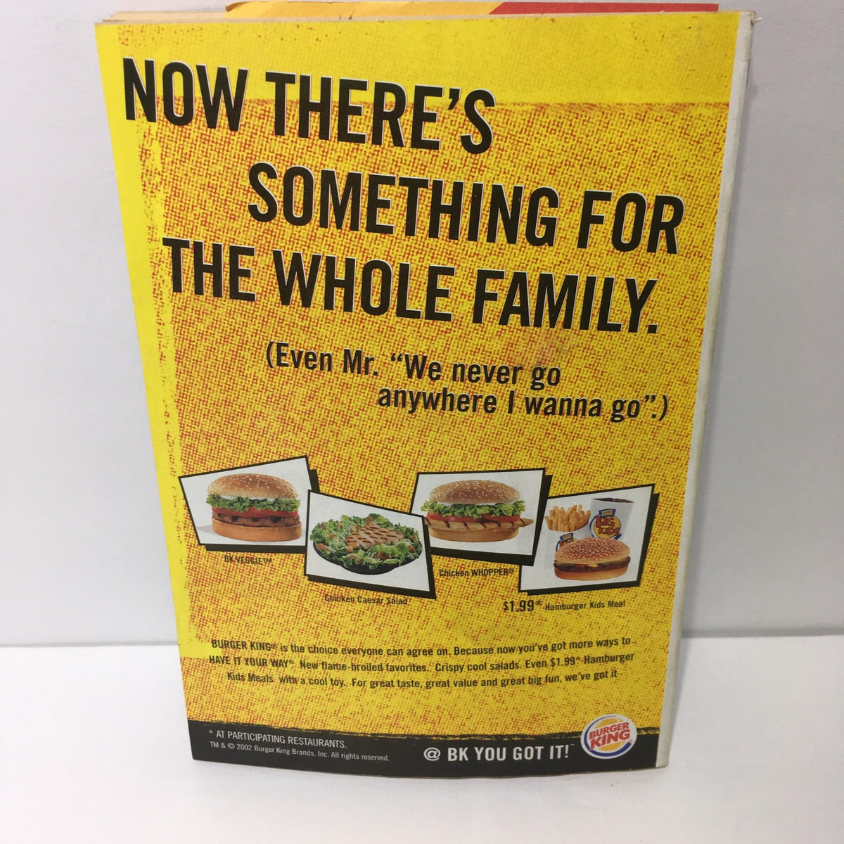 Back cover of TV Guide August 17-23 2002 displaying an advertisement for Burger King, promoting family-friendly meal options.
