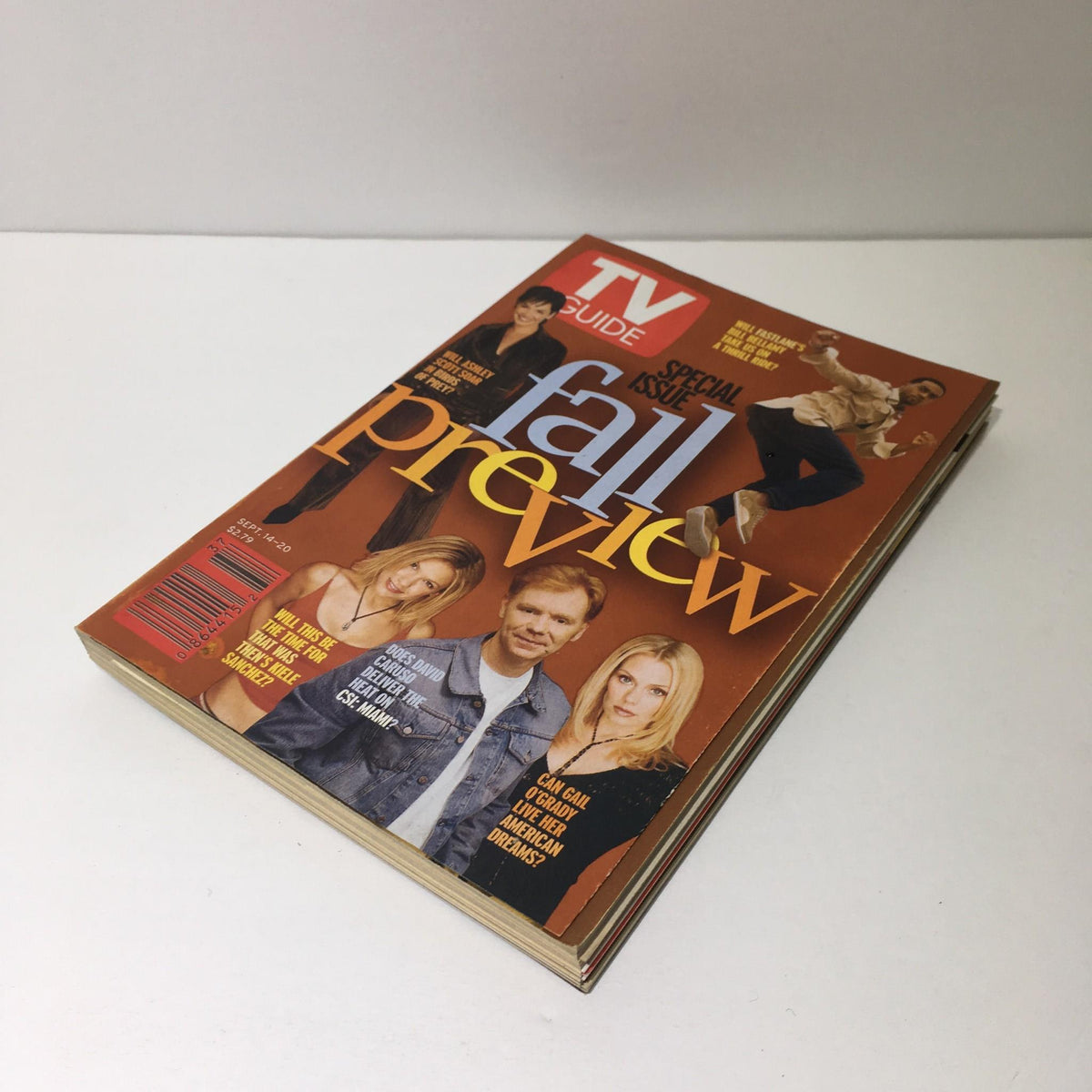 Side view of TV Guide, September 14-20, 2002, demonstrating the thickness and cover design of the Fall Preview special issue.