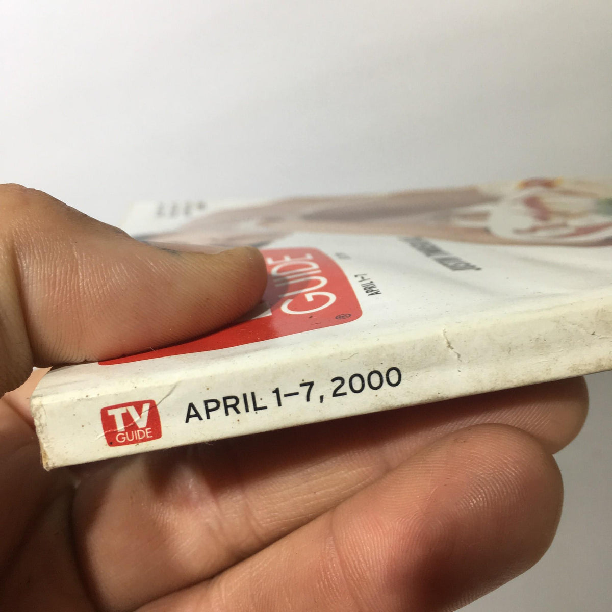 Side view of the TV Guide magazine dated April 1-7, 2000, highlighting the publication's date and branding, featuring Justin Timberlake of NSYNC on the cover.