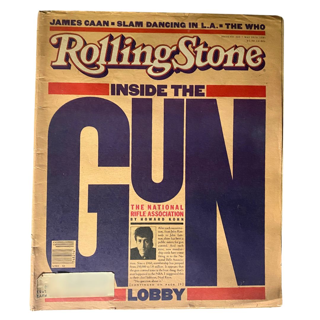 Rolling Stone Magazine May 14 1981 featuring headline 'Inside the Gun Lobby' focusing on the National Rifle Association.