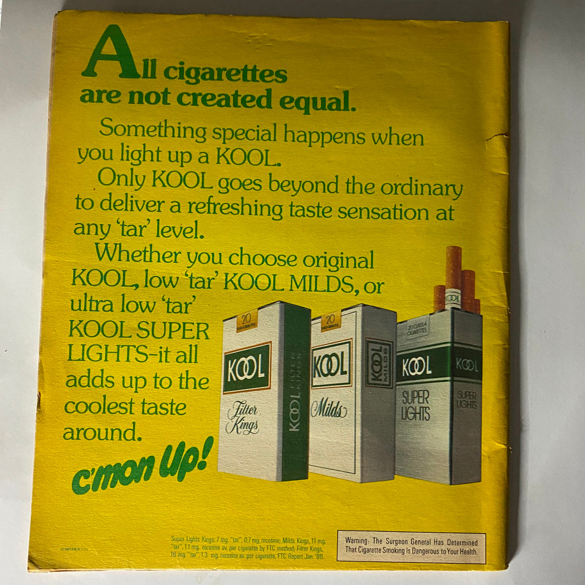 Back cover of Rolling Stone Magazine, March 19, 1981, No. 339 featuring an advertisement for KOOL cigarettes, illustrating the advertising trends of the early 1980s in media.