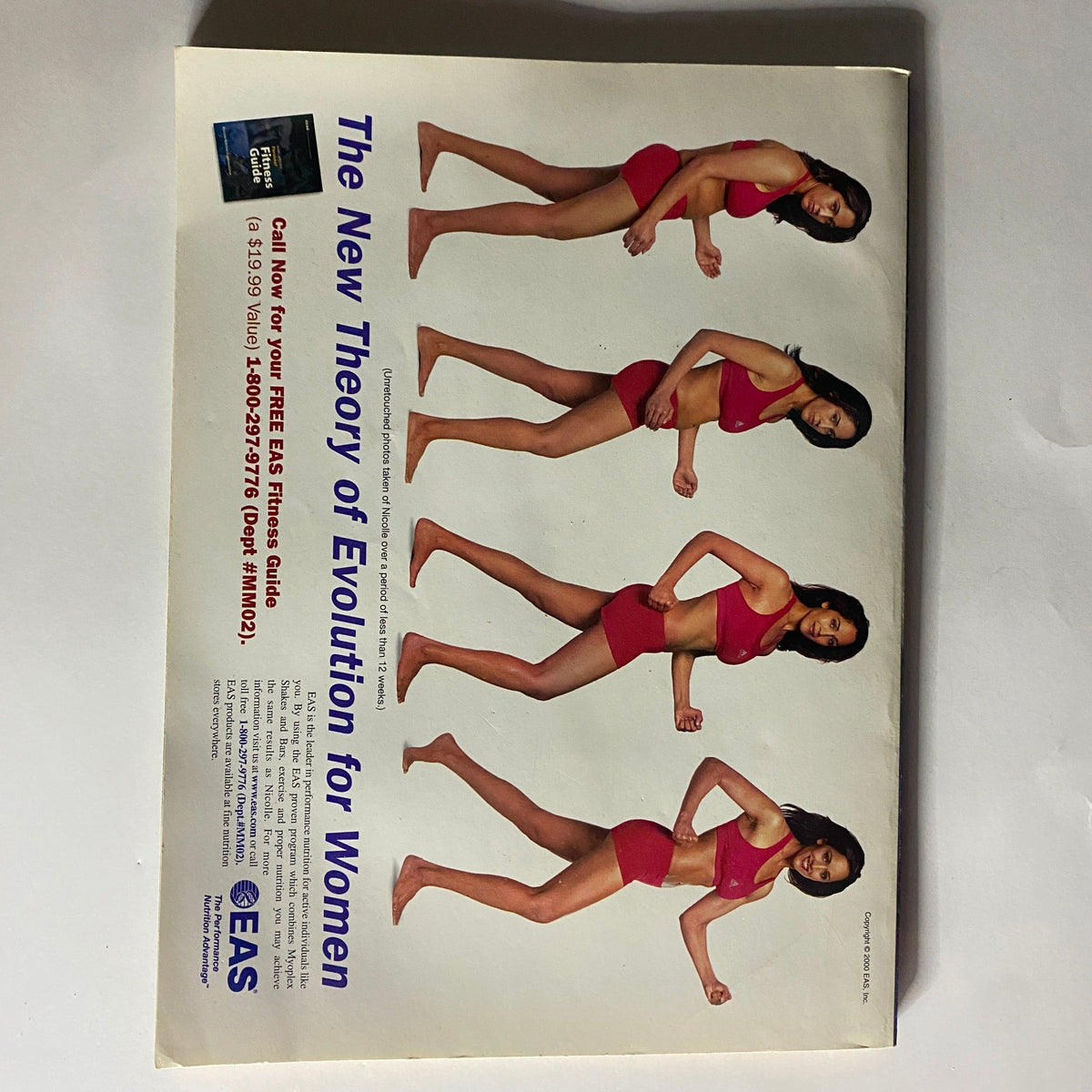 Back cover of Muscle Media Magazine, October 2000, showcasing an advertisement for women's fitness with images demonstrating various exercises, aligned with the magazine's focus on training and health.