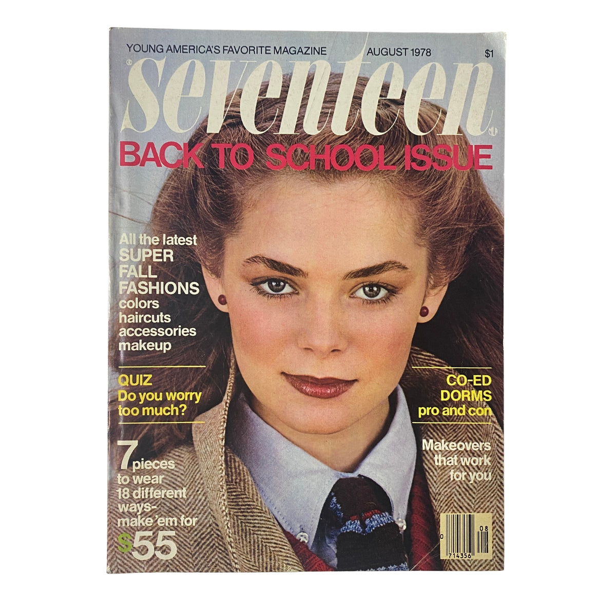 Cover of Seventeen Magazine August 1978 Back-to-School Issue featuring a model with styled hair and makeup, showcasing fall fashion trends.