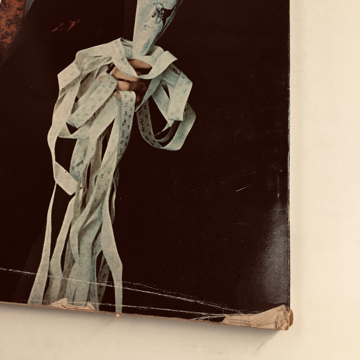 Close-up detail of the back cover of Esquire Magazine, April 1966, highlighting the advertisement for Worst-Tex with visual focus on the fashion model.