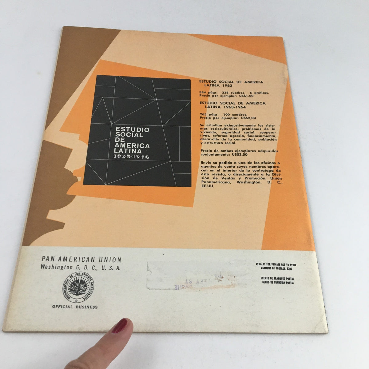 Back cover of Americas Magazine from March 1966, displaying information about social studies in Latin America, with a focus on the Pan American Union.