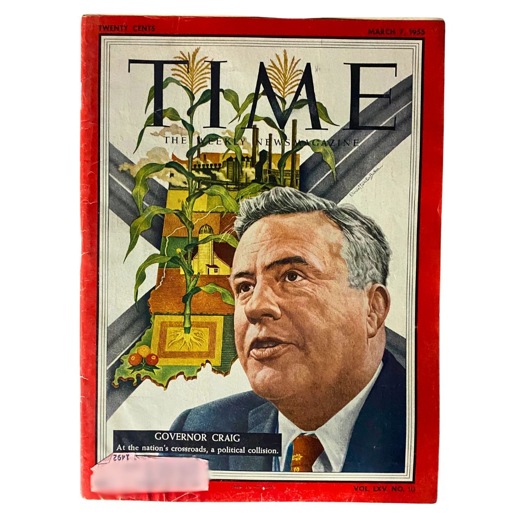 VTG Time Magazine March 7, 1955 featuring Governor George Craig on the cover, highlighting American political landscape.
