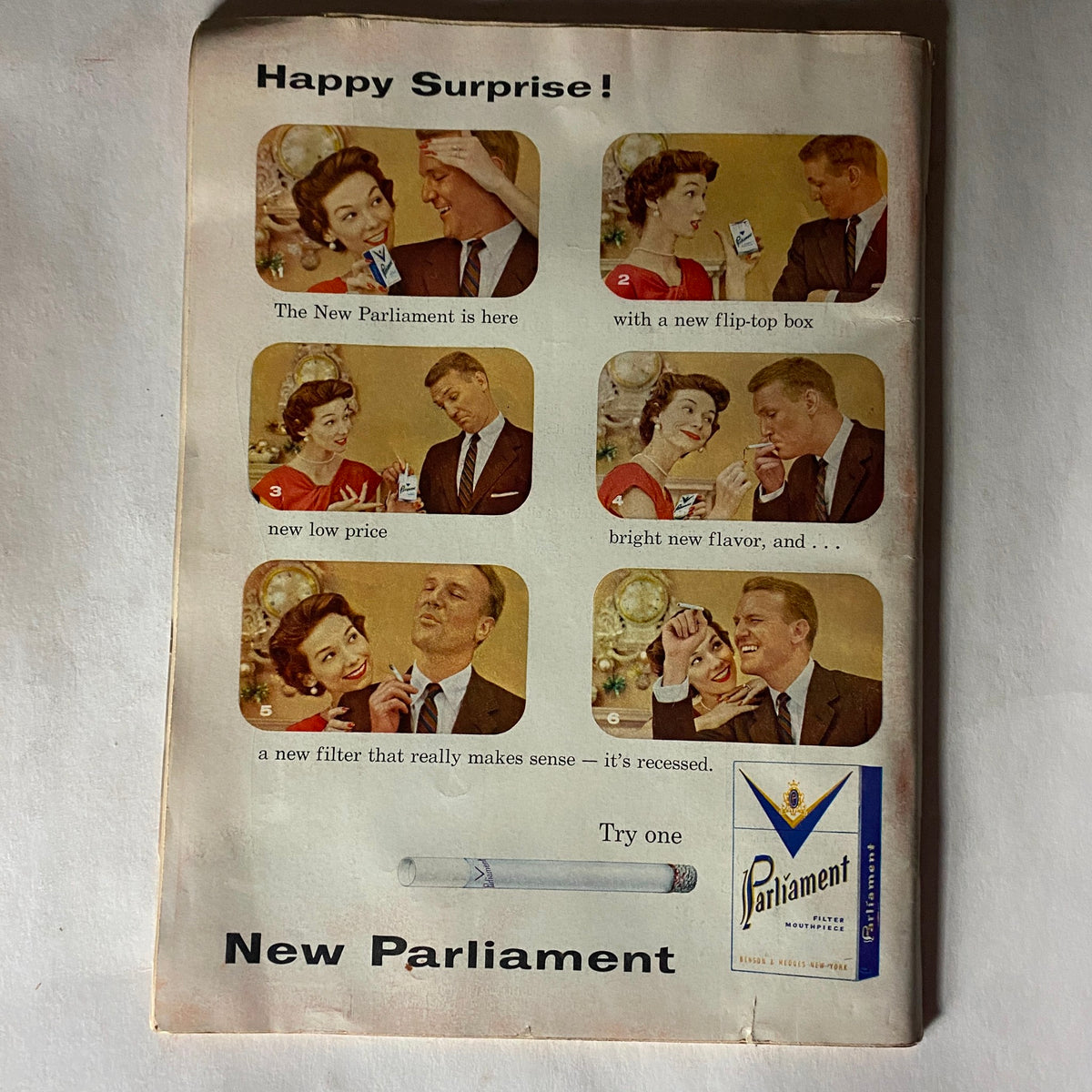 Back cover advertisement of the VTG Time Magazine from December 17, 1956, promoting New Parliament cigarettes.