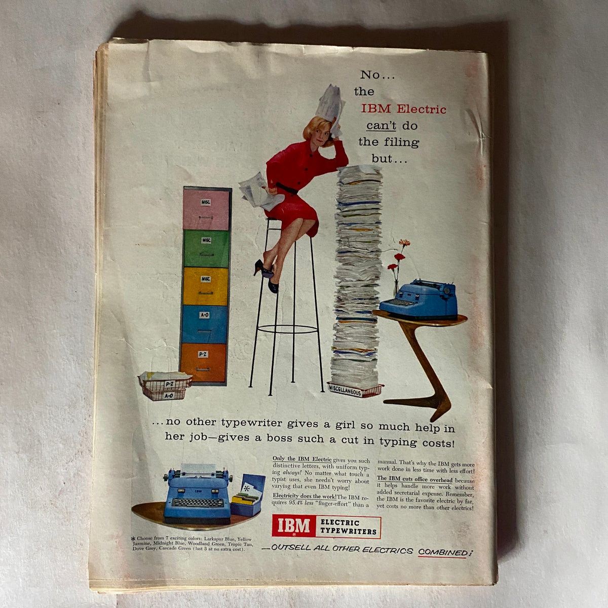 Back cover of VTG Time Magazine September 24, 1956 advertising IBM Electric Typewriters.