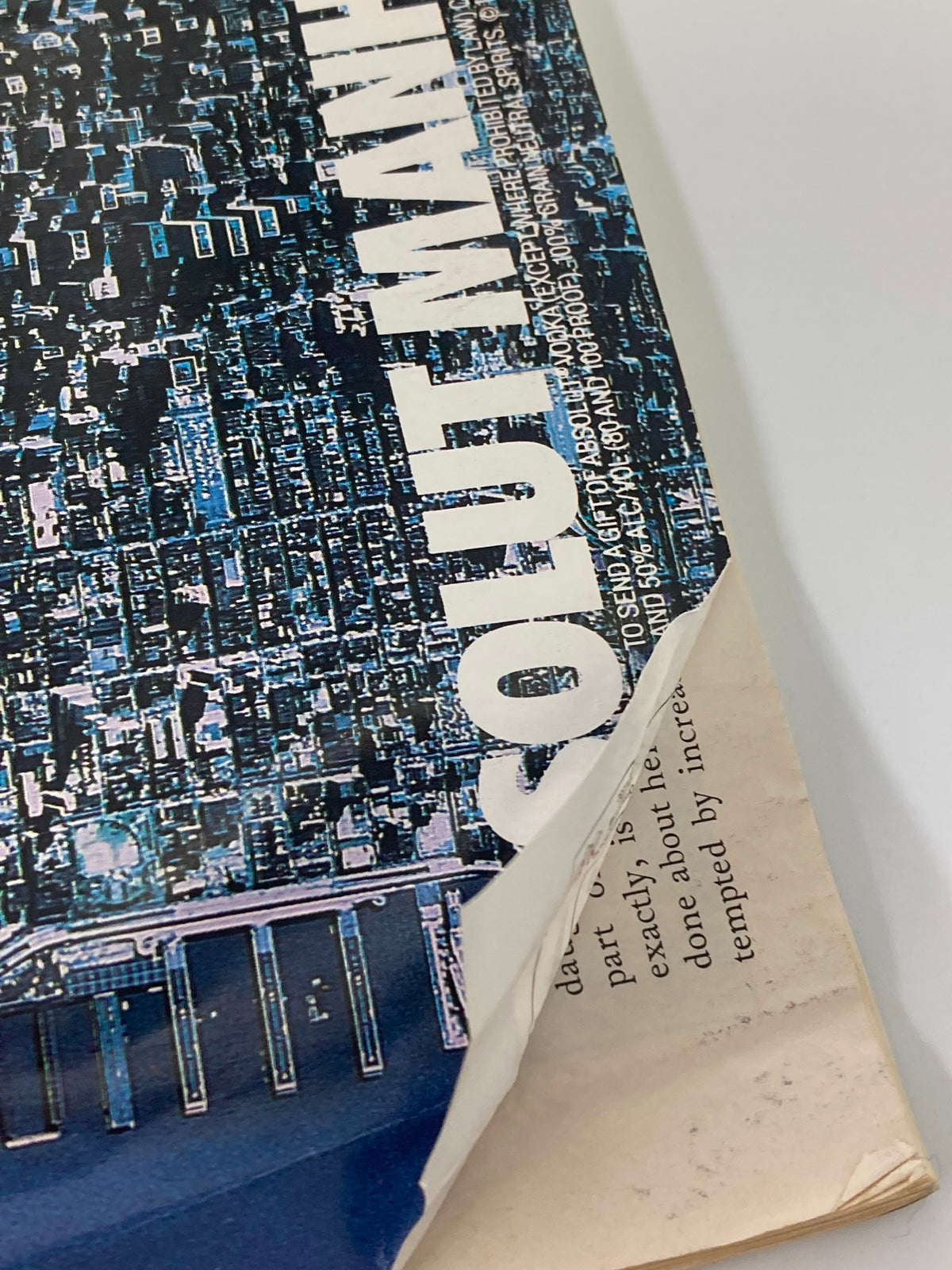 Another angle of the edge of The New Yorker Full Magazine January 27 1992, showing the distinct blue cover design and details of the magazine's condition.