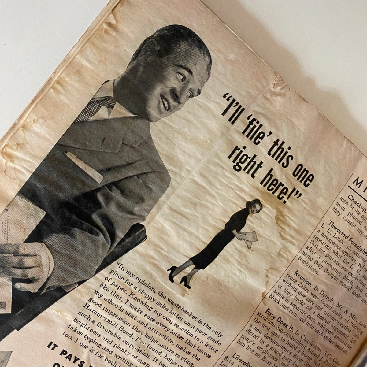 VTG Time Magazine January 26, 1953 features George M. Humphrey with a humorous advertisement showing a man and a woman discussing filing paperwork.