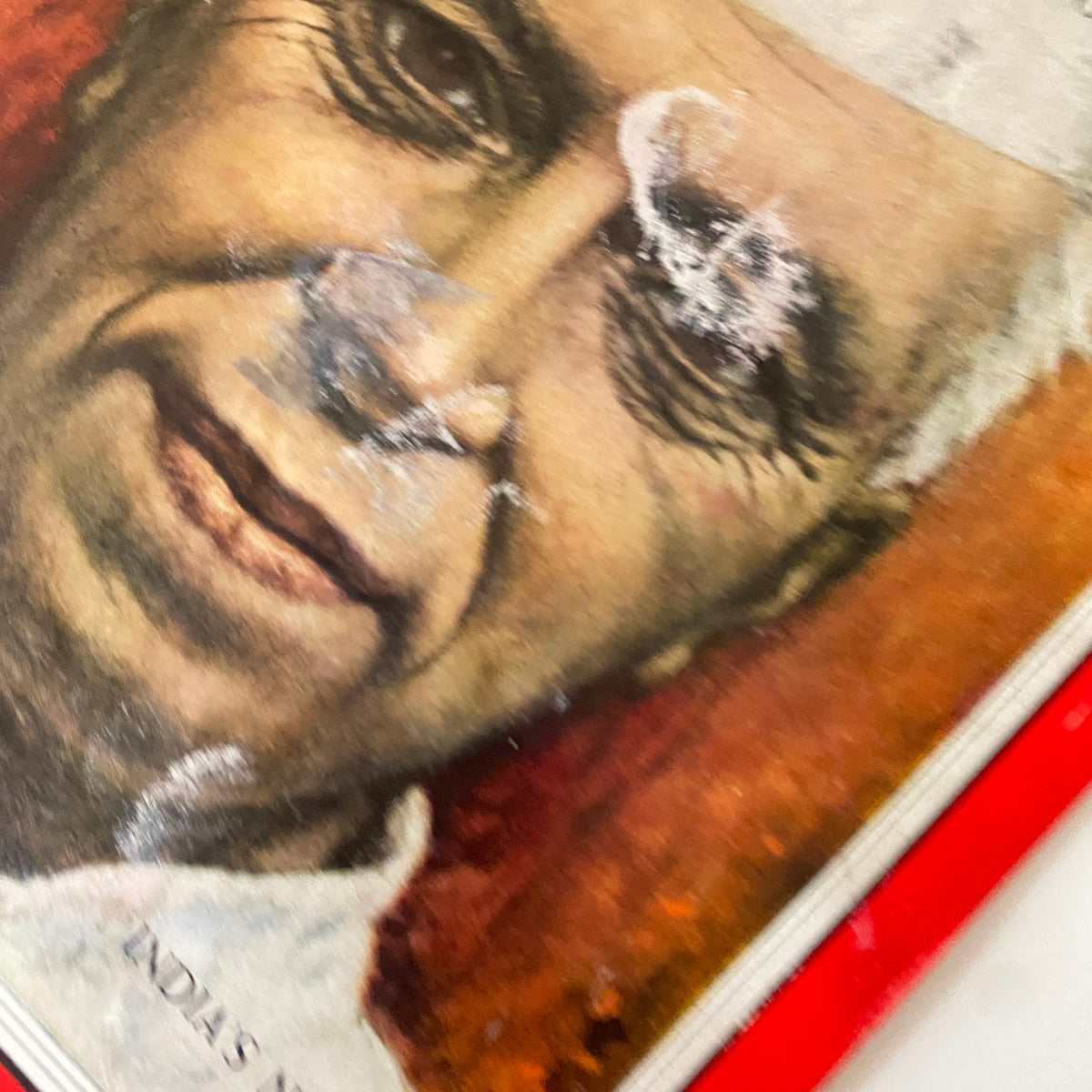 Close-up of the Vintage Time Magazine cover from July 30, 1956, highlighting India's Jawaharlal Nehru, showing details of wear that add to its historical significance.