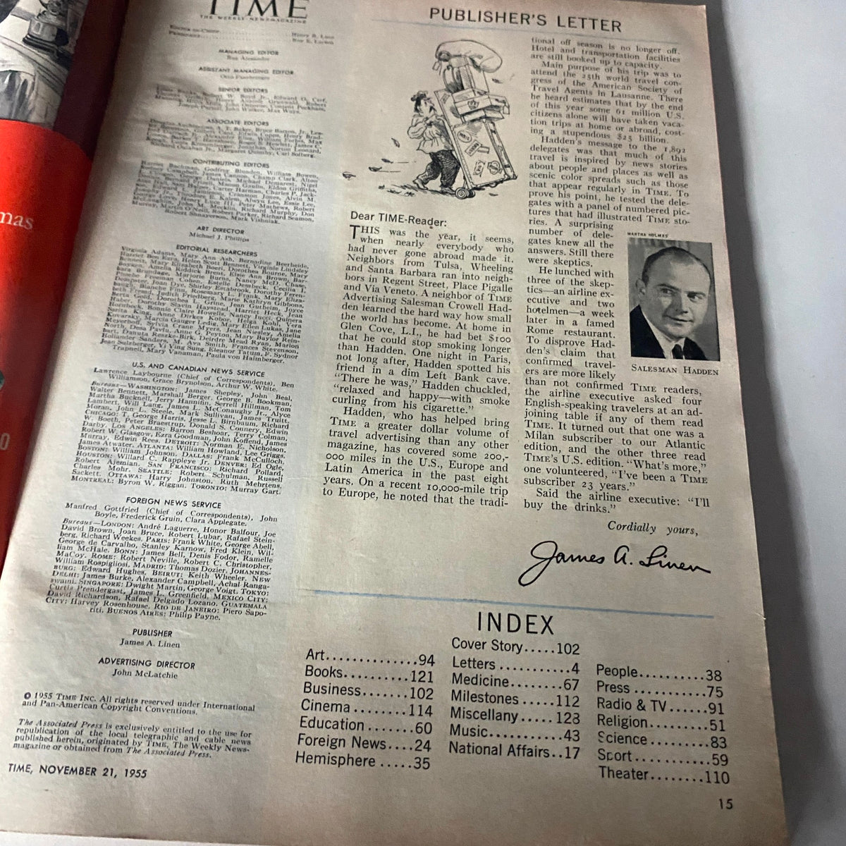 Vintage Time Magazine November 21, 1955 Vol 66 No. 21 Keith Funston
