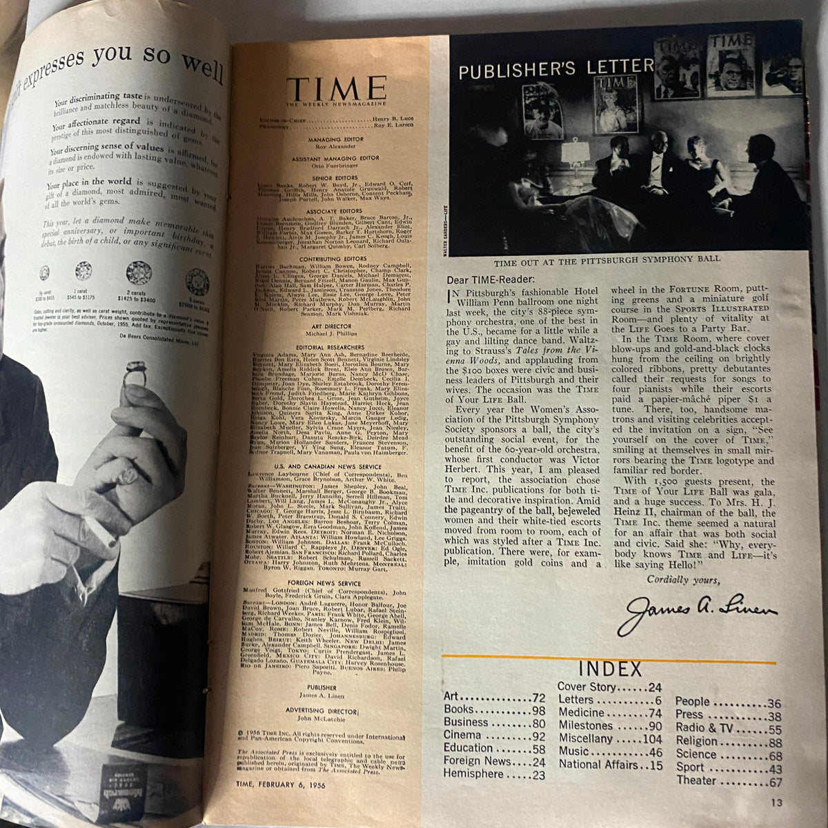 Vintage Time Magazine February 6, 1956 Vol 67 No. 6 Alfred Gruenther