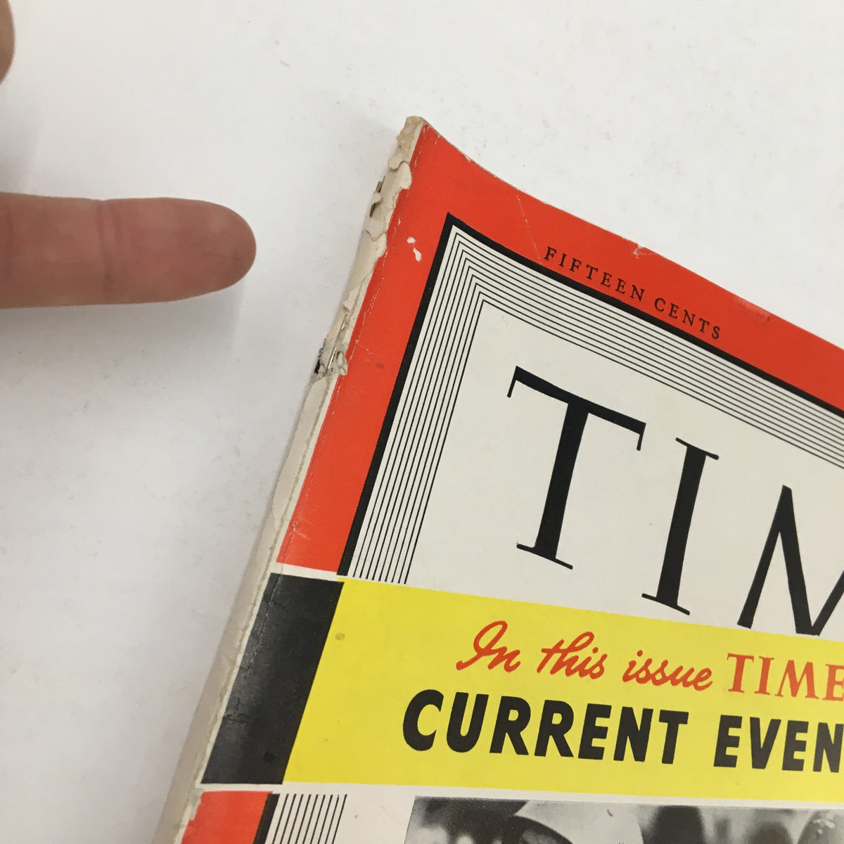 Detail view of the Time Magazine's spine and cover from June 24, 1940, highlighting the magazine's vintage condition.