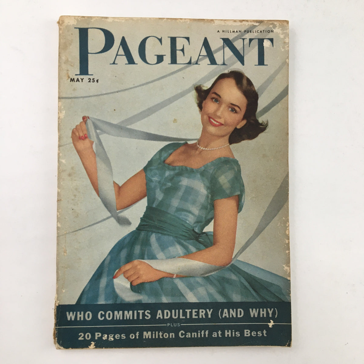 Cover image of Pageant Magazine, May 1953, Vol. 8 No. 11, featuring the title 'Who Commits Adultery and Why', showcasing a woman in a vintage dress with a classic hairstyle.